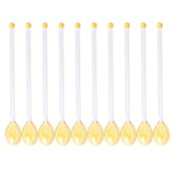 Maxbell 10x Glass Stirring Spoons Transparent Mixing Rod for Latte Hot Drinks Coffee Gold