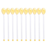 Maxbell 10x Glass Stirring Spoons Transparent Mixing Rod for Latte Hot Drinks Coffee Gold