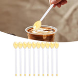 Maxbell 10x Glass Stirring Spoons Transparent Mixing Rod for Latte Hot Drinks Coffee Gold