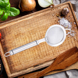 Maxbell Fine Mesh Strainer Kitchen Food Sieve Colander Sifter for Tea Dumpling Flour L 26.2cm Dia 8.6cm