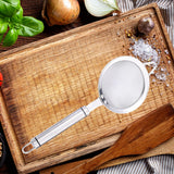 Maxbell Fine Mesh Strainer Kitchen Food Sieve Colander Sifter for Tea Dumpling Flour L 28.2cm Dia 10cm