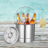 Maxbell Ice Bucket with Ice Tong Creative Metal Beverage Tub for Home Barbecue Party Silver