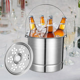 Maxbell Ice Bucket with Ice Tong Creative Metal Beverage Tub for Home Barbecue Party Silver