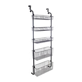 Maxbell over Door Basket Carbon Steel Hanging Storage Rack for Closet Nursery Snacks Black