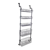 Maxbell over Door Basket Carbon Steel Hanging Storage Rack for Closet Nursery Snacks Black