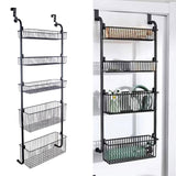 Maxbell over Door Basket Carbon Steel Hanging Storage Rack for Closet Nursery Snacks Black