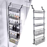 Maxbell over Door Basket Carbon Steel Hanging Storage Rack for Closet Nursery Snacks Black