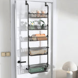 Maxbell over Door Basket Carbon Steel Hanging Storage Rack for Closet Nursery Snacks Black