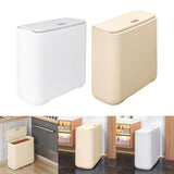 Maxbell Trash Can with Lid Household Toilet Wastebasket for Kitchen Bathroom Bedroom White