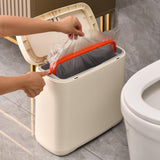 Maxbell Trash Can with Lid Household Toilet Wastebasket for Kitchen Bathroom Bedroom Beige
