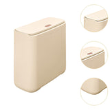 Maxbell Trash Can with Lid Household Toilet Wastebasket for Kitchen Bathroom Bedroom Beige