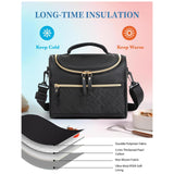 Maxbell Lunch Bag for Women Portable Adult Lunch Cooler Case for Beach Office Travel Black
