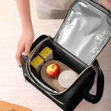 Maxbell Lunch Bag for Women Portable Adult Lunch Cooler Case for Beach Office Travel Black
