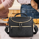 Maxbell Lunch Bag for Women Portable Adult Lunch Cooler Case for Beach Office Travel Black