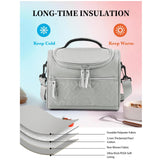 Maxbell Lunch Bag for Women Portable Adult Lunch Cooler Case for Beach Office Travel Gray