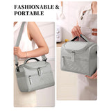 Maxbell Lunch Bag for Women Portable Adult Lunch Cooler Case for Beach Office Travel Gray