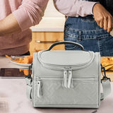 Maxbell Lunch Bag for Women Portable Adult Lunch Cooler Case for Beach Office Travel Gray
