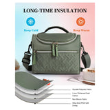 Maxbell Lunch Bag for Women Portable Adult Lunch Cooler Case for Beach Office Travel Green