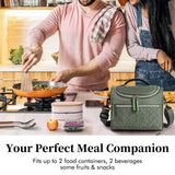 Maxbell Lunch Bag for Women Portable Adult Lunch Cooler Case for Beach Office Travel Green