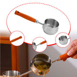 Maxbell Hot Oil Pan Cookware Cooking Pot Mini Frying Pan for Home Kitchen Egg Frying Wood Handle 22.5cm