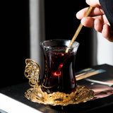 Maxbell Flower Tea Cup Gift Espresso Cups for Valentines Day Female Birthday Present Gold