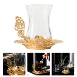 Maxbell Flower Tea Cup Gift Espresso Cups for Valentines Day Female Birthday Present Gold
