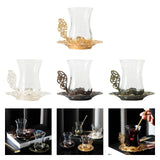 Maxbell Flower Tea Cup Gift Espresso Cups for Valentines Day Female Birthday Present Gold