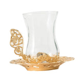 Maxbell Flower Tea Cup Gift Espresso Cups for Valentines Day Female Birthday Present Gold