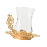 Maxbell Flower Tea Cup Gift Espresso Cups for Valentines Day Female Birthday Present Gold