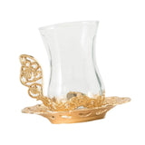Maxbell Flower Tea Cup Gift Espresso Cups for Valentines Day Female Birthday Present Gold
