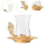 Maxbell Flower Tea Cup Gift Espresso Cups for Valentines Day Female Birthday Present Gold