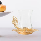 Maxbell Flower Tea Cup Gift Espresso Cups for Valentines Day Female Birthday Present Gold