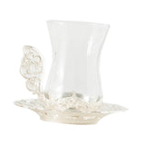 Maxbell Flower Tea Cup Gift Espresso Cups for Valentines Day Female Birthday Present Argent