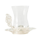 Maxbell Flower Tea Cup Gift Espresso Cups for Valentines Day Female Birthday Present Argent