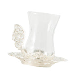 Maxbell Flower Tea Cup Gift Espresso Cups for Valentines Day Female Birthday Present Argent