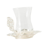 Maxbell Flower Tea Cup Gift Espresso Cups for Valentines Day Female Birthday Present Argent