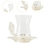 Maxbell Flower Tea Cup Gift Espresso Cups for Valentines Day Female Birthday Present Argent