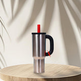 Maxbell Insulated Tumbler Keep Cold Resuable Coffee Cup for Fishing Women Men Picnic Silver
