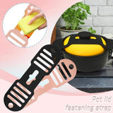 Maxbell Pot Lid Strap Reusable Silicone Tie Adjustable Elastic Silicone Elastic Band Black
