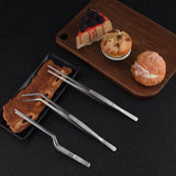 Maxbell 2in1 Spoon Tweezer Portable Dining Utensil for Celebrations Parties Catering Silver