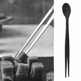 Maxbell 2in1 Spoon Tweezer Portable Dining Utensil for Celebrations Parties Catering Black