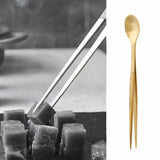 Maxbell 2in1 Spoon Tweezer Portable Dining Utensil for Celebrations Parties Catering Yellow