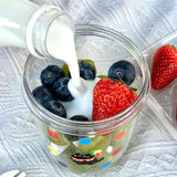 Maxbell Fruit Salad Storage Cup with Colander Food Container for Office Work Camping Pink