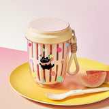 Maxbell Fruit Salad Storage Cup with Colander Food Container for Office Work Camping Pink