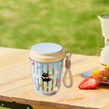 Maxbell Fruit Salad Storage Cup with Colander Food Container for Office Work Camping Blue