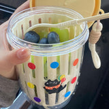 Maxbell Fruit Salad Storage Cup with Colander Food Container for Office Work Camping Yellow