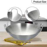 Maxbell Stainless Steel Wok Pan Silver Flat Bottom for Stewing Deep Frying Induction Diameter 26cm