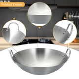 Maxbell Stainless Steel Wok Pan Silver Flat Bottom for Stewing Deep Frying Induction Diameter 26cm