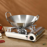 Maxbell Stainless Steel Wok Pan Silver Flat Bottom for Stewing Deep Frying Induction Diameter 28cm