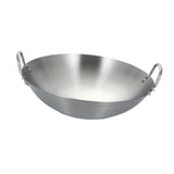 Maxbell Stainless Steel Wok Pan Silver Flat Bottom for Stewing Deep Frying Induction Diameter 28cm